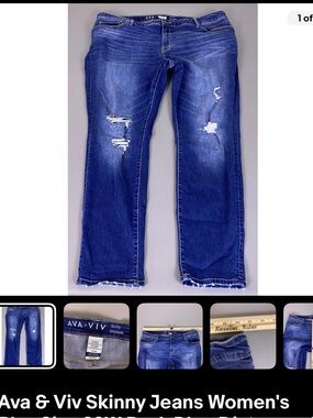 Ava & Viv Blue Distressed Skinny Jeans